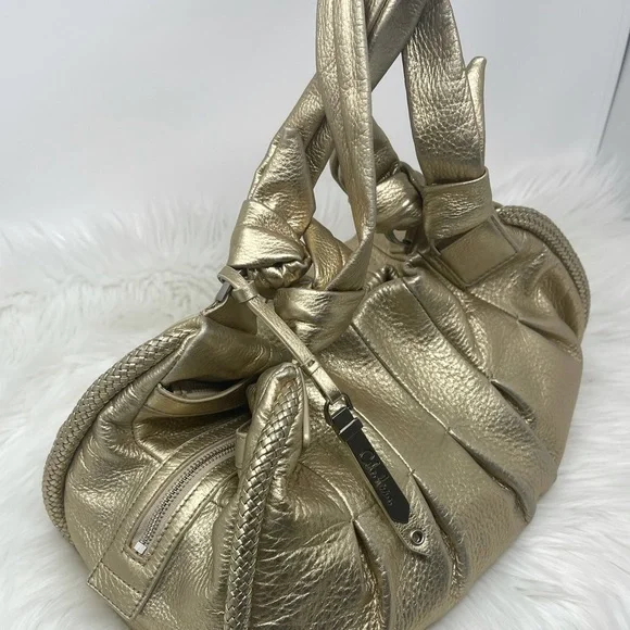 Cole Haan Metallic Gold Soft Leather Bucket Bag